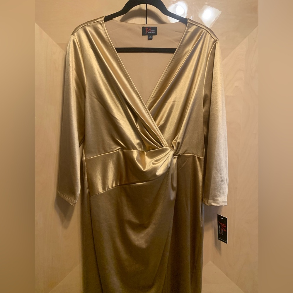 JM Studio by John Mayer Cocktail Gold Dress Size 16